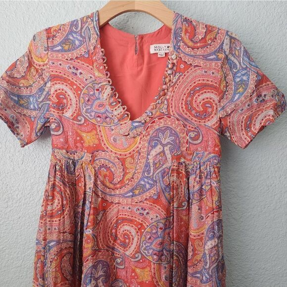 Molly Bracken Paisley bohemian coastal midi dress size small new - Picture 4 of 11